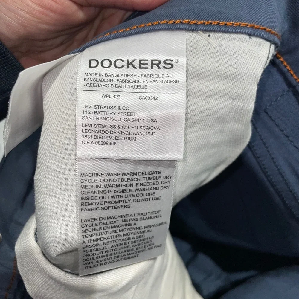 Dockers Mens All Seasons Tech Straight Fit Chino Pants Blue Gray 34x32 NEW